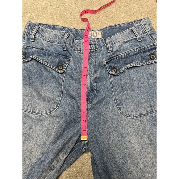 Free People Rory Slim Straight Jeans Wo's 30 Tab Cuff Hems Seamed Button Pockets - Picture 16 of 16